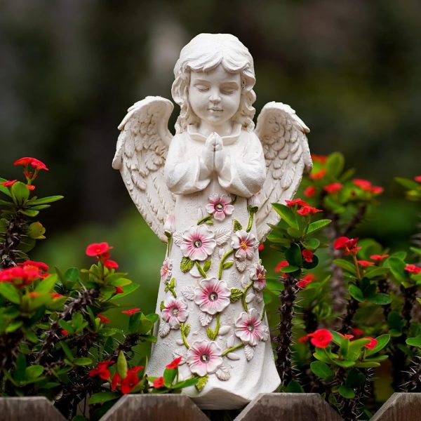 Nacome Solar Garden Outdoor Statues Angel with Succulent and 7 LED Lights – Lawn Decor for Patio, Balcony, Yard Ornament - Unique Housewarming Gifts - Image 7