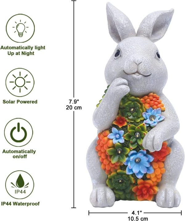 Nacome Solar Garden Outdoor Statues Angel with Succulent and 7 LED Lights – Lawn Decor for Patio, Balcony, Yard Ornament - Unique Housewarming Gifts - Image 9