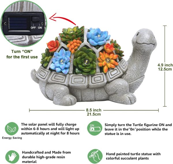 Nacome Solar Garden Outdoor Statues Angel with Succulent and 7 LED Lights – Lawn Decor for Patio, Balcony, Yard Ornament - Unique Housewarming Gifts - Image 22