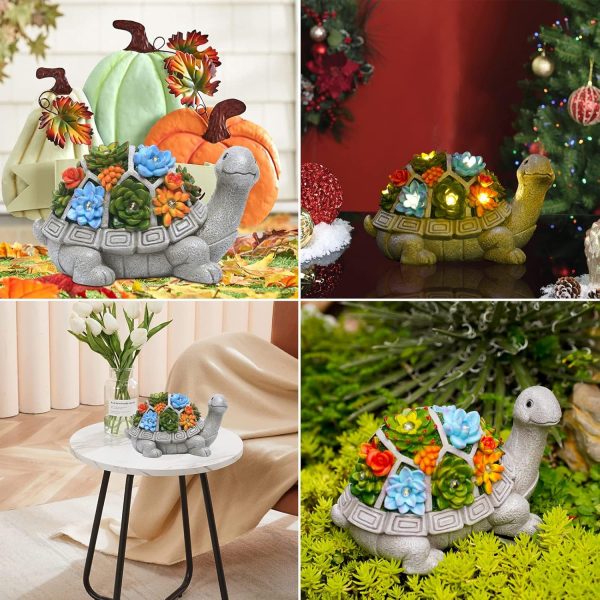 Nacome Solar Garden Outdoor Statues Angel with Succulent and 7 LED Lights – Lawn Decor for Patio, Balcony, Yard Ornament - Unique Housewarming Gifts - Image 25