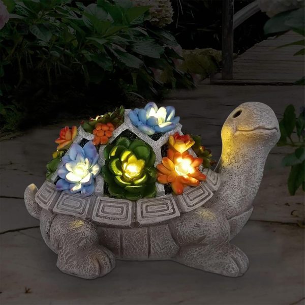 Nacome Solar Garden Outdoor Statues Bunny with Succulent and 7 LED Lights – Lawn Decor for Patio, Balcony, Yard Ornament - Unique Housewarming Gifts - Image 14