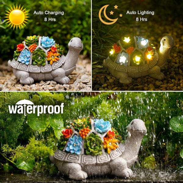 Nacome Solar Garden Outdoor Statues Bunny with Succulent and 7 LED Lights – Lawn Decor for Patio, Balcony, Yard Ornament - Unique Housewarming Gifts - Image 19