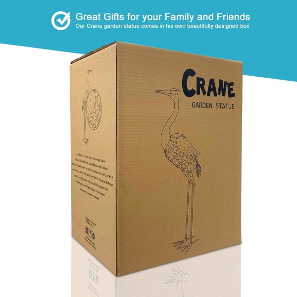 Nacome Large Standing Blue Metal Crane Garden Statue: Indoor Outdoor Heron Animal Sculpture for Patio Backyard Porch Yard Bird Art Lawn Decor - 36.6inch Gifts for Grandma Mom - Image 4