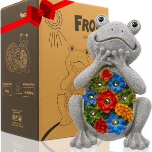 Nacome Solar Frog Turtle for Garden Decor - Outdoor Statues for Patio,Yard,Balcony Ornament,Birthday Gifts for Women/Mom/Grandma,Mom's Best Gifts