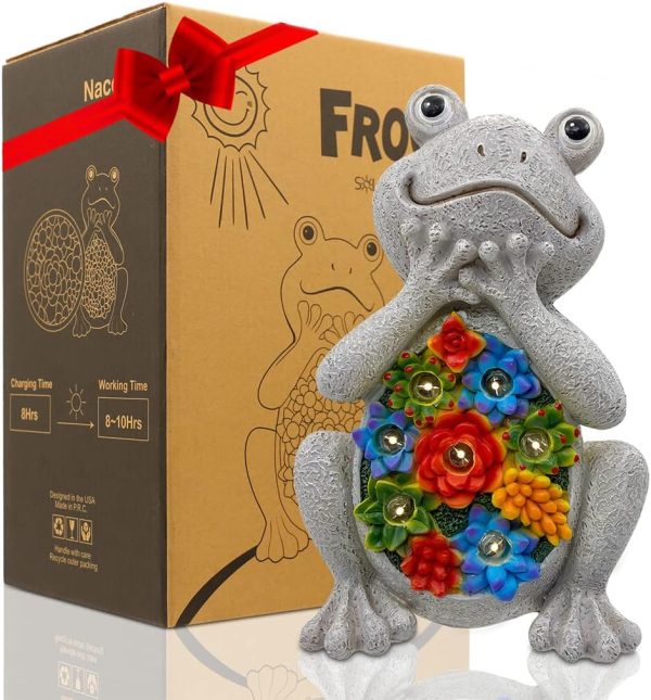 Nacome Solar Frog Turtle for Garden Decor - Outdoor Statues for Patio,Yard,Balcony Ornament,Birthday Gifts for Women/Mom/Grandma,Mom's Best Gifts