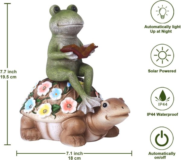 Nacome Solar Frog Turtle for Garden Decor - Outdoor Statues for Patio,Yard,Balcony Ornament,Birthday Gifts for Women/Mom/Grandma,Mom's Best Gifts - Image 14