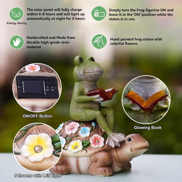 Nacome Solar Frog Turtle for Garden Decor - Outdoor Statues for Patio,Yard,Balcony Ornament,Birthday Gifts for Women/Mom/Grandma,Mom's Best Gifts - Image 17