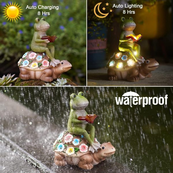 Nacome Solar Frog Turtle for Garden Decor - Outdoor Statues for Patio,Yard,Balcony Ornament,Birthday Gifts for Women/Mom/Grandma,Mom's Best Gifts - Image 19