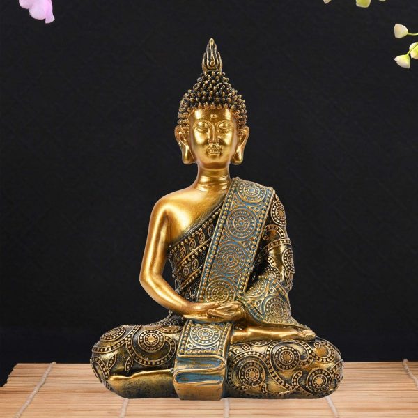 Nacome Meditating Buddha Statue with Solar Light,Zen Solar Garden Buddha with Cracked Glass Ball Sculpture-Indoor/Outdoor Decor for Balcony,Garden,Patio,Porch Yard Art Ornament,Gift - Image 8