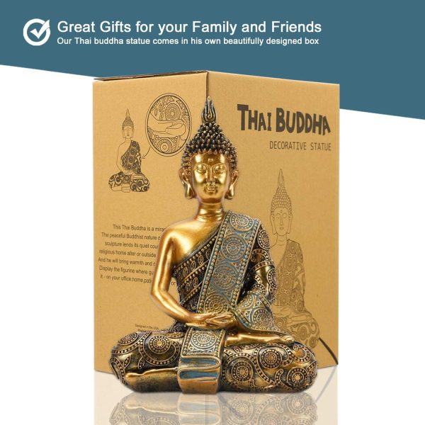 Nacome Meditating Buddha Statue with Solar Light,Zen Solar Garden Buddha with Cracked Glass Ball Sculpture-Indoor/Outdoor Decor for Balcony,Garden,Patio,Porch Yard Art Ornament,Gift - Image 10