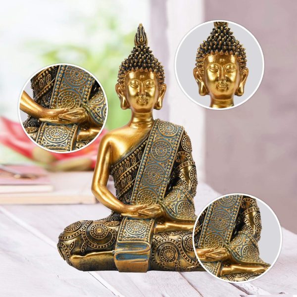 Nacome Meditating Buddha Statue with Solar Light,Zen Solar Garden Buddha with Cracked Glass Ball Sculpture-Indoor/Outdoor Decor for Balcony,Garden,Patio,Porch Yard Art Ornament,Gift - Image 11