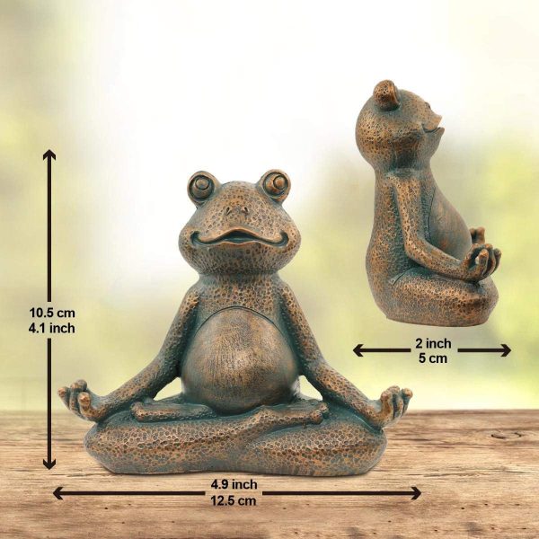 Nacome Meditating Frog Miniature Figurine,Zen Yoga Frog Garden Statue Ornament- Indoor/Outdoor Garden Sculpture for Fairy Garden,Home, Patio,Deck,Porch Yard Art Decoration,5 inch(Copper)Christmas Gift - Image 2