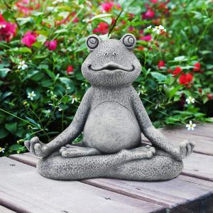 Nacome Meditating Frog Miniature Figurine, Zen Yoga Frog Statue Ornament - Indoor/Outdoor Garden & Home Decoration, 5 inch (Grey)