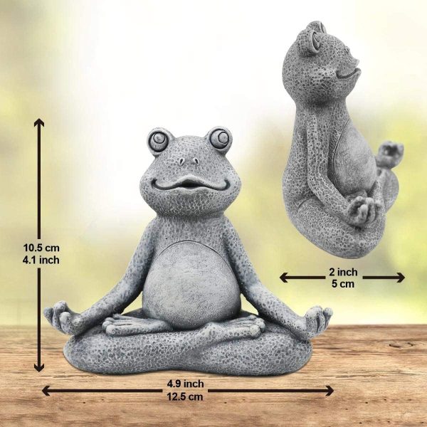 Nacome Meditating Frog Miniature Figurine, Zen Yoga Frog Statue Ornament - Indoor/Outdoor Garden & Home Decoration, 5 inch (Grey) - Image 2