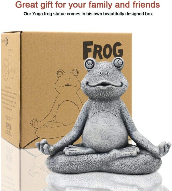 Nacome Meditating Frog Miniature Figurine, Zen Yoga Frog Statue Ornament - Indoor/Outdoor Garden & Home Decoration, 5 inch (Grey) - Image 3
