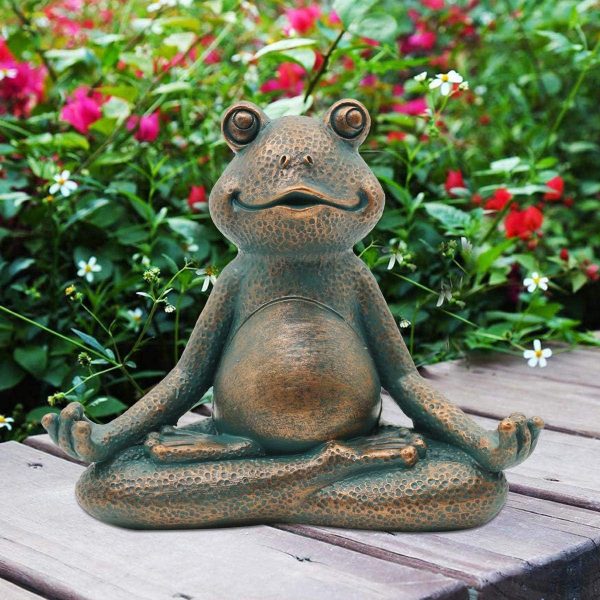 Nacome Meditating Frog Miniature Figurine, Zen Yoga Frog Statue Ornament - Indoor/Outdoor Garden & Home Decoration, 5 inch (Grey) - Image 10